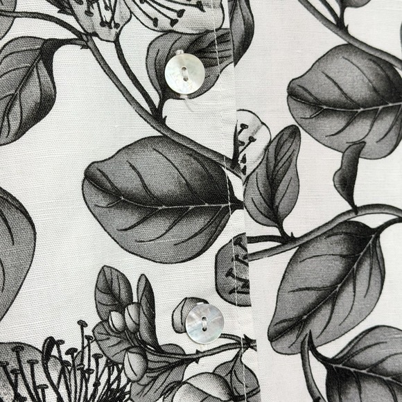 Hot Cotton Floral Linen Blend Button Front Blouse‎ - Picture 5 of 8